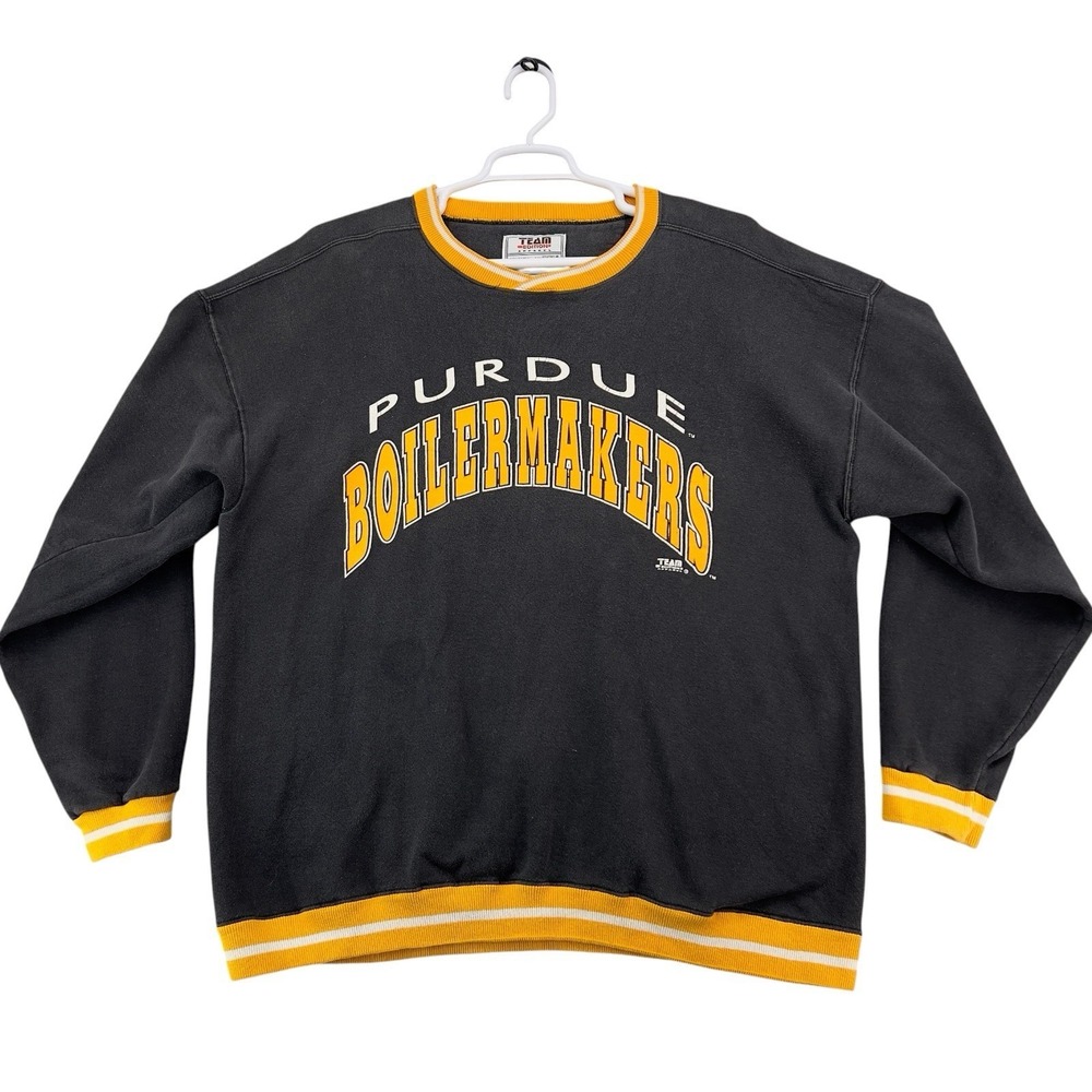 Vintage Purdue Boilermakers Crewneck Sweatshirt XL Black Team Edition Made USA